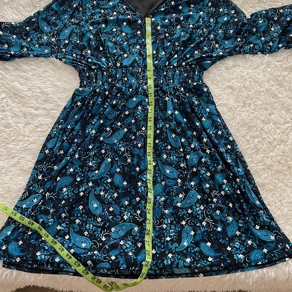 Harper 241 Blue Mid-Sleeve Dress Size Large Wedding Formal Paisley - Picture 14 of 15